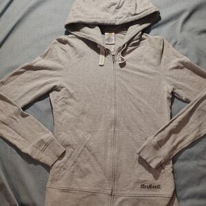Carhartt Light Gray Zip-Up Hooded Sweatshirt